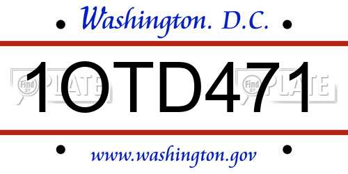1OTD471 District Of Columbia License Plate