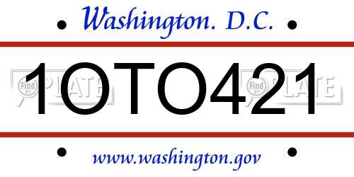 1OTO421 District Of Columbia License Plate