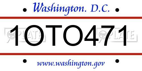 1OTO471 District Of Columbia License Plate
