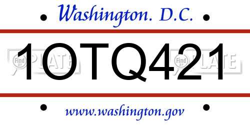 1OTQ421 District Of Columbia License Plate