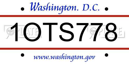 1OTS778 District Of Columbia License Plate