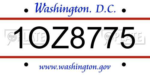 1OZ8775 District Of Columbia License Plate