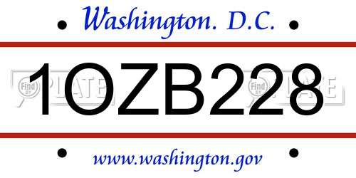 1OZB228 District Of Columbia License Plate