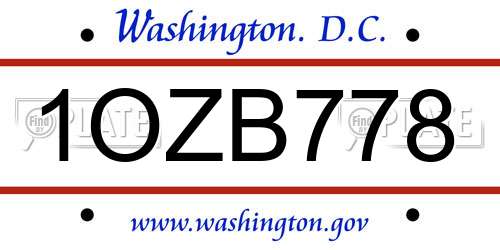 1OZB778 District Of Columbia License Plate