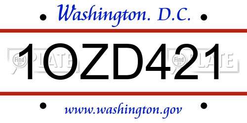 1OZD421 District Of Columbia License Plate