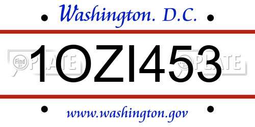 1OZI453 District Of Columbia License Plate