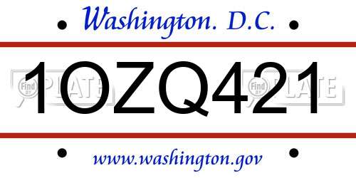 1OZQ421 District Of Columbia License Plate