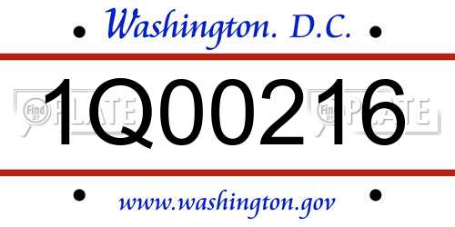 1Q00216 District Of Columbia License Plate