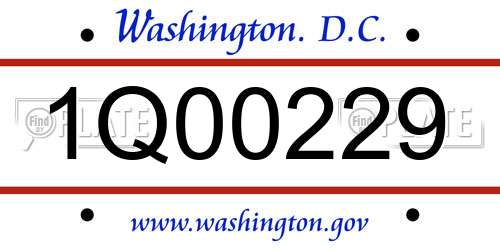 1Q00229 District Of Columbia License Plate