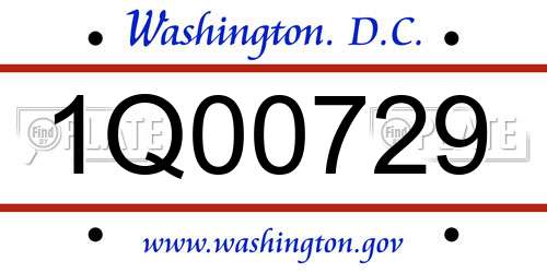 1Q00729 District Of Columbia License Plate