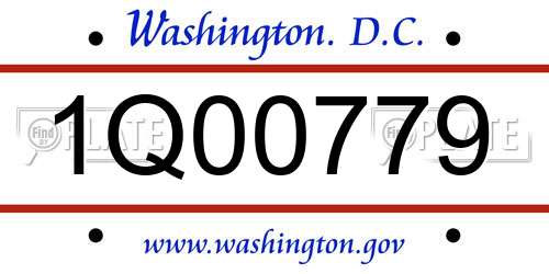 1Q00779 District Of Columbia License Plate