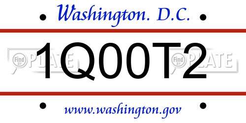 1Q00T2 District Of Columbia License Plate