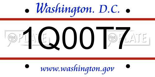 1Q00T7 District Of Columbia License Plate