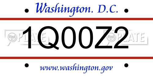 1Q00Z2 District Of Columbia License Plate