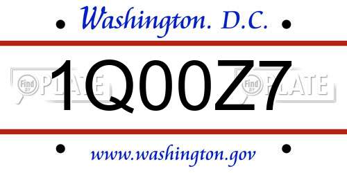 1Q00Z7 District Of Columbia License Plate