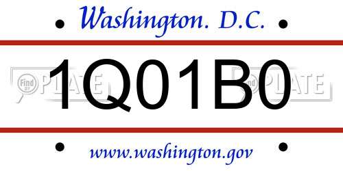 1Q01B0 District Of Columbia License Plate