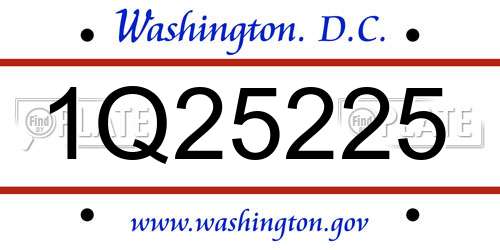 1Q25225 District Of Columbia License Plate