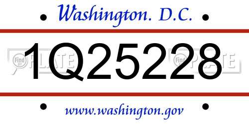 1Q25228 District Of Columbia License Plate