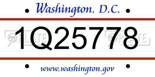 1Q25778 District Of Columbia License Plate