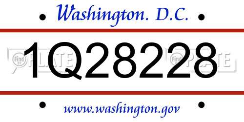 1Q28228 District Of Columbia License Plate