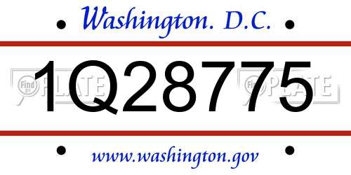 1Q28775 District Of Columbia License Plate