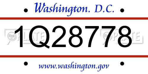 1Q28778 District Of Columbia License Plate