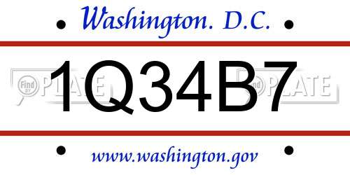 1Q34B7 District Of Columbia License Plate