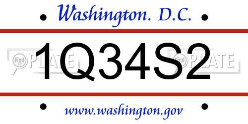1Q34S2 District Of Columbia License Plate