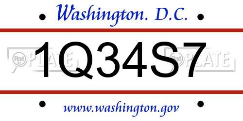 1Q34S7 District Of Columbia License Plate