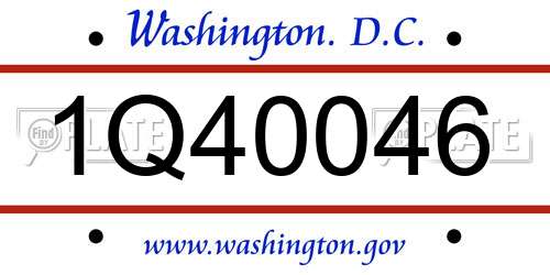 1Q40046 District Of Columbia License Plate