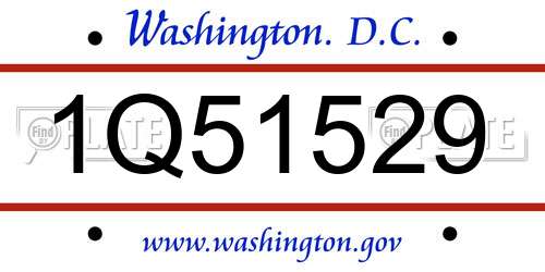 1Q51529 District Of Columbia License Plate