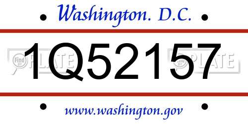 1Q52157 District Of Columbia License Plate