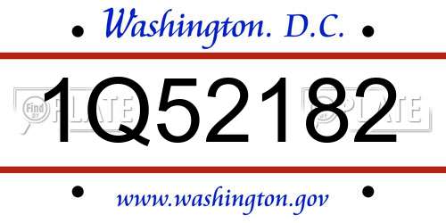 1Q52182 District Of Columbia License Plate