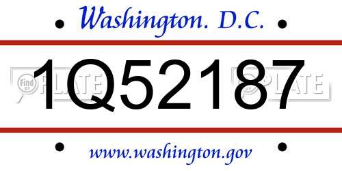 1Q52187 District Of Columbia License Plate