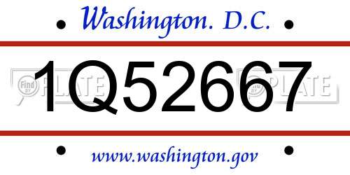 1Q52667 District Of Columbia License Plate