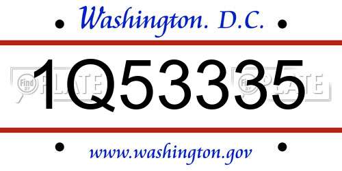 1Q53335 District Of Columbia License Plate