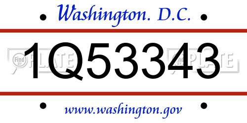 1Q53343 District Of Columbia License Plate
