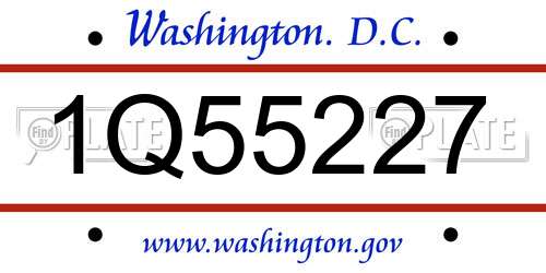1Q55227 District Of Columbia License Plate