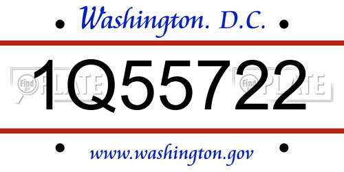 1Q55722 District Of Columbia License Plate