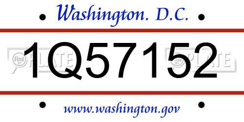 1Q57152 District Of Columbia License Plate