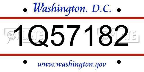 1Q57182 District Of Columbia License Plate