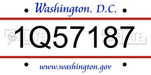 1Q57187 District Of Columbia License Plate