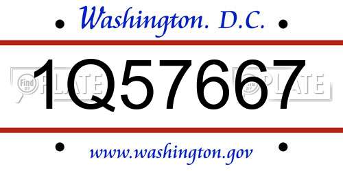 1Q57667 District Of Columbia License Plate