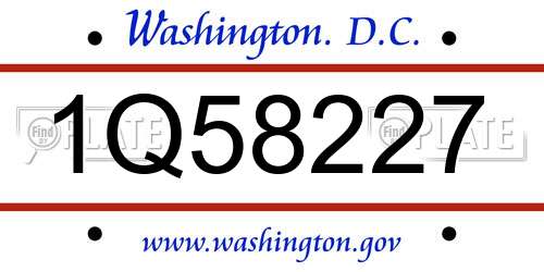1Q58227 District Of Columbia License Plate