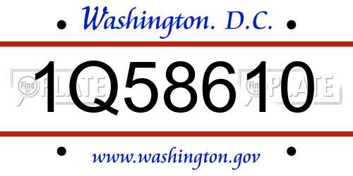 1Q58610 District Of Columbia License Plate