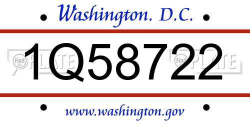 1Q58722 District Of Columbia License Plate