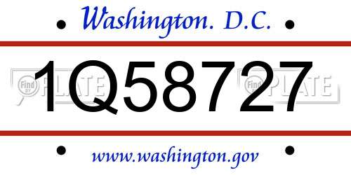 1Q58727 District Of Columbia License Plate