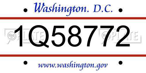 1Q58772 District Of Columbia License Plate