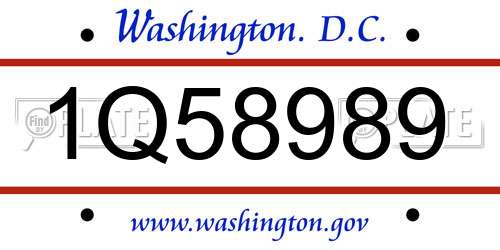 1Q58989 District Of Columbia License Plate