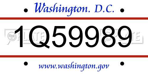 1Q59989 District Of Columbia License Plate